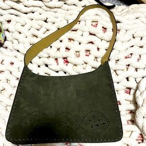 Green suede purse